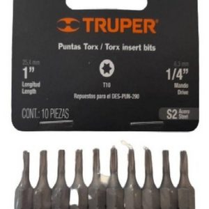 (6U) PUNTA TORX T10 LARGO 25 MM X 10 U - ENC 1/4