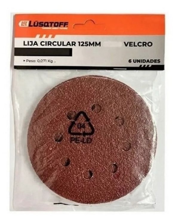 LIJA VELCRO 6 UNIDADES 125MM 180