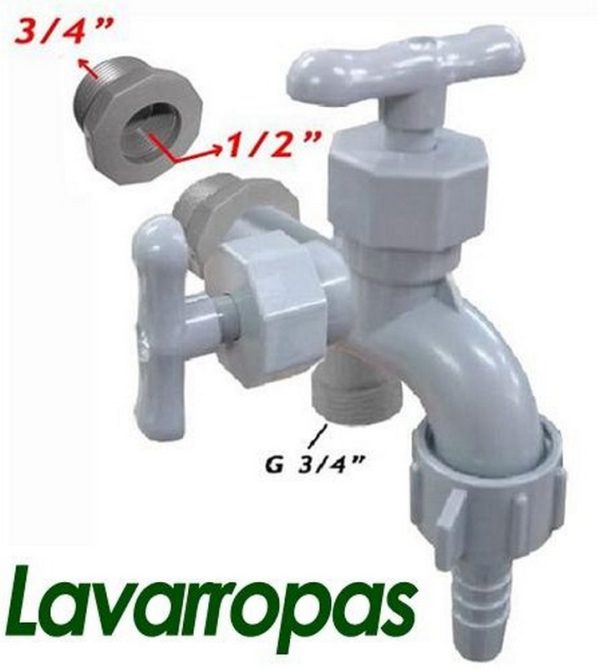 CANILLA LAVARROPAS PP GRIS PICO MANGA 1/2 CON ACOPLE 3/4´´(