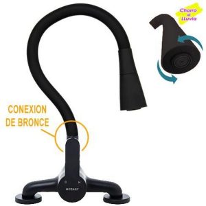 MEZCLAD MONOC SEUL NEGRA COCINA MESADA PICO CONO FLEX DUCHAD