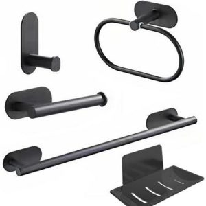 SET BAÑO LONDON 5 PIEZAS NEGRO( Bulto x10 )