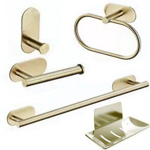 SET BAÑO LONDON 5 PIEZAS DORADO( Bulto x10 )