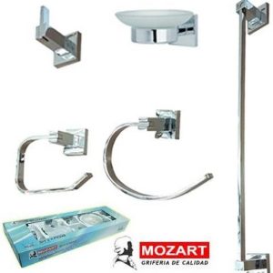 SET BAÑO 5 PIEZAS PANAMA CROMO ACERO INOX.( Bulto